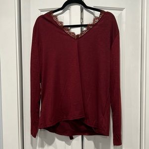 NWOT maroon v back shirt